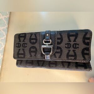 Etienne Aigner Snap Clutch Wallet Signature Canvas Monogram VTG 80’s / 90’s